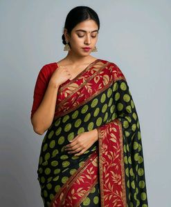🛍️ Rubber Print Black Saree⭐⭐⭐⭐⭐
