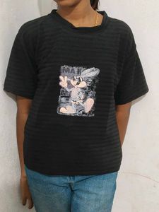 Cartoon Graphic Black T-Shirt