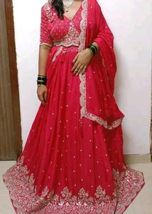 Elegant dark pink lehenga with Embellished Blouse