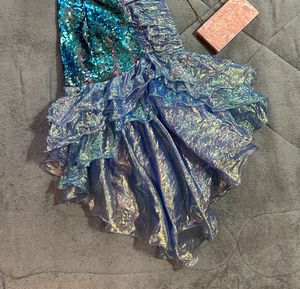 Blue Sequins Ruffle Dress (bust :30-32