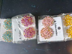 Colorful Floral Stud Earring Set