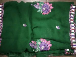 Green  Patch Work Saree