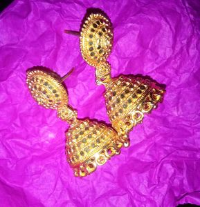 Gold Jhumka Earrings