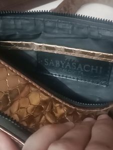 Price Drop Sabyasachi Gold leather Croco sling