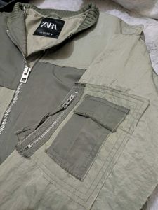 Zara distressed water repellant patchwork jacket