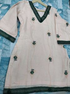 Embroidered Kurti with Lace Trim