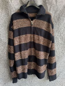 Striped Zip-Up Cardigan Sweater
