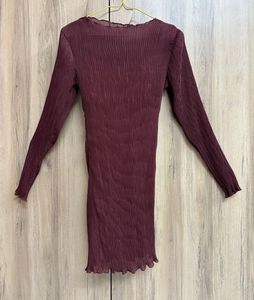 Burgundy Pleated Dress