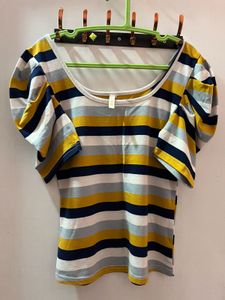 Striped Puff Sleeve Tee
