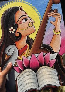 Saraswati Mata Canvas Painting