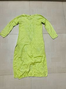 Lime Green Embroidered Kurti