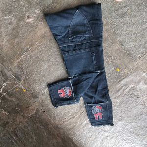 High-Waisted Embroidered Jeans