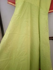 Beautiful Combination Of Green And Red Long Kurti