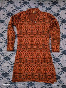Patterned Knit warm Dress for winter