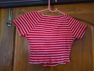 Striped Tie-Front Crop Top