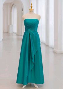 Teal Strapless Evening Gown