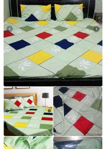 cotton luxurious grey Striped Bedsheet Set