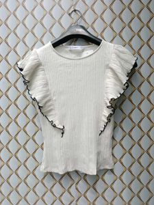 New With Tag Off White Korean Ruffled Top
