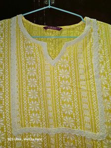 Yellow Embroidered Kurta SIZE 36 TO 38