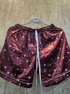 Brand New Satin Night Suit | Maroon Floral | Fits