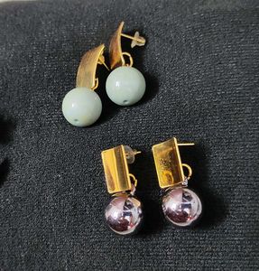 1.Modern Gold & 2.Cream Ball Drop Earrings