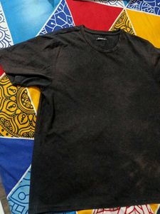 Zudio Black Cord Fabric Tshirt For Mens