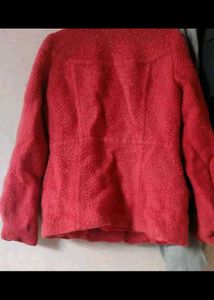 Fur Cherry Red Coat For Winter