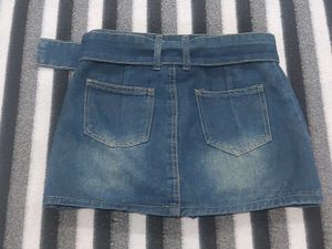 Denim Belted Mini Skirt