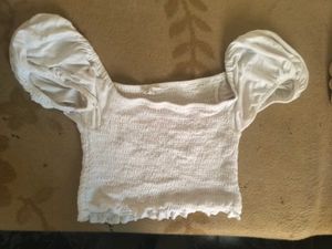 White Smocked Crop Top