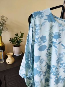 Floral Print Tie Sleeve Blouse