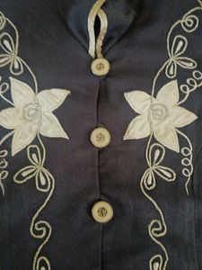 Embroidered Button-Down Blouse