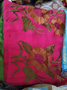 Pink Embroidered Saree