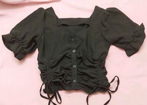 Black Puffy Sleeve Top