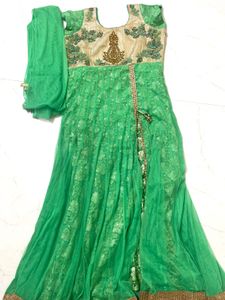 Green Embroidered Anarkali Suit
