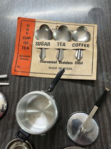 Vintage Miniature Stainless Steel Kitchen Set