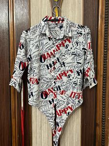 Fun Print Tie-Front Top