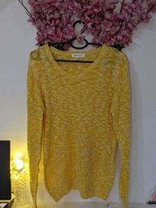 Yellow Colour V Neck Woolen Top