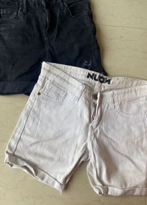 COMBO white and black denim shorts