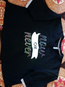 Black 'Now or Never' Graphic Tee