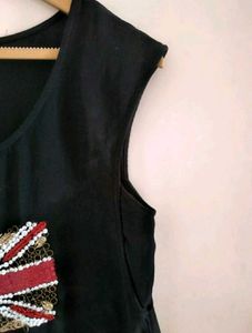 MANGO Union Jack Sequin Top