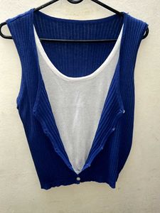Blue Ribbed Tank Top