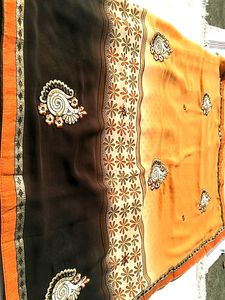 Elegant Floral Embroidered Saree