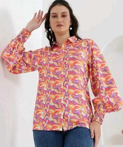 Shein Bishop sleeves abstract print relaxed fit Sh