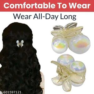 Trendy White Cherry Mini Hair Clutcher | Pack Of 4