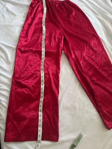 Deep Red Satin Cami &amp; Pants Set