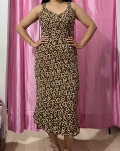 Vintage Print Maxi Dress