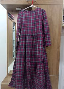 Pink Checked Dress/Frock Best In Winters