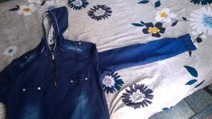 Blue Denim Hooded Shirt