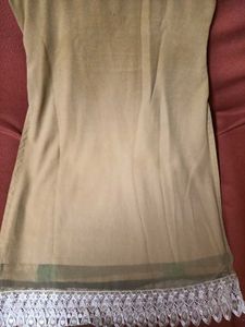 GentlyUsed Elegant Cream&amp;GreenEmbroidered KurtaSe