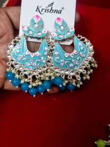 Blue Beaded Krishna Earrings